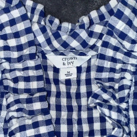 Crown & Ivy Blue and White Gingham Blouse - Picture 2 of 3
